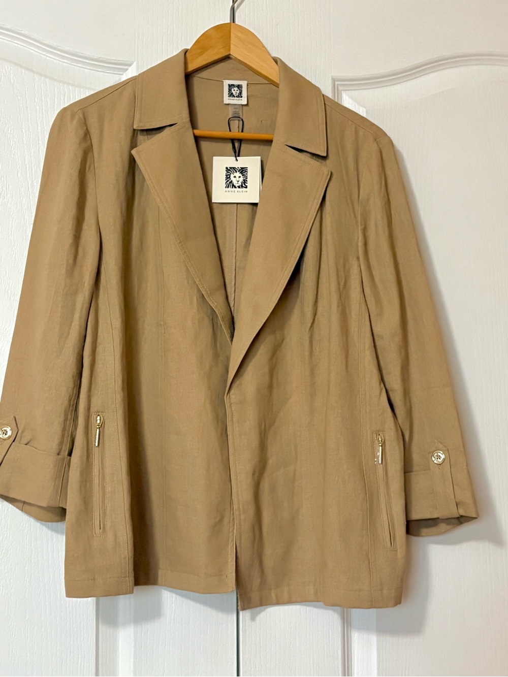 Anne Klein Tan Lightweight Blazer Jacket